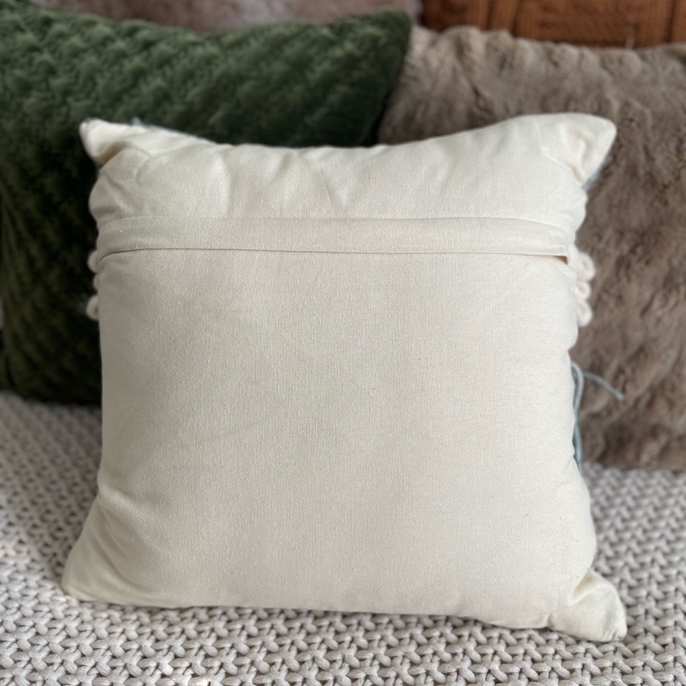 Bohemian Teal and Cream Pillow - Picture 2 of 3